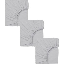 3 Adet 50x90 Cm Anne Yanı Lastikli Penye Kumaş Bebek Çarşafı-gri
