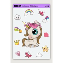 Unicorn Tek Boynuzlu At Sticker Seti - 12 Adet Etiket Çıkartma Diğer
