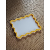 3d Baskı Dalgalı Kenarlı İki Renkli Mini Tepsi Masaüstü Organizer Takı Ve Anahtar Tepsisi 15 Cm - Sarı Beyaz Diğer