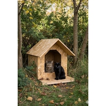 Reyo Kedi Evi Dış Ortam Uygun Ahşap Kedi Evi Osb 45 x 40 x 40 CM CAT20