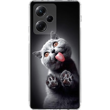 Xiaomi Poco X5 Pro İle Uyumlu 1mm Slim Fit Kedi 2 050c Baskılı Şeffaf Kılıf Şeffaf
