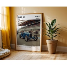 Bugatti Type 35 Ahşap Çerçeveli Poster Tablo Tarihi Yarış Aracı