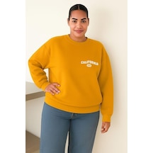 Benroma Calıfornıa Usa Baskılı Büyük Beden Unisex Sweatshırt Sarı