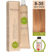 Renna Bitkisel Amonyaksız Saç Boyası 60 Ml 8-35 Açık Tarçın Oksidan Hediyeli