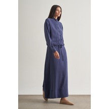 Mizalle Modal Karışımlı İndigo Mavi Maksi Evaze Etek İndigo