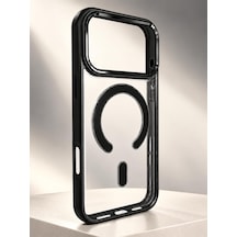 Iphone 17 Pro Max Magsafe Renkli Çerçeve Şeffaf Kılıf Metal Kamera Korumalı