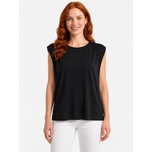 Neden Tekstil Kadın Siyah Kolsuz Relaxed T-shirt