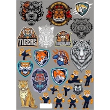 Kaplan Ve Aslanlar Sticker Set 25 Parça Telefon, Tablet, Defter, Laptop Sticker