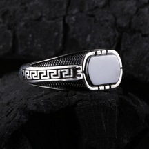 925 Ayar Gümüş Grek İşlemeli Oniks Taşlı Erkek Yüzük Silver 925 Ayar Gümüş Grek İşlemeli Oniks Taşlı Erkek Yüzük Silver