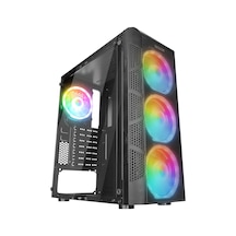 Everest Crest-v1, Mesh, Psu Yok, 4x12cm Rgb Fan, Temperli Cam Yan Panel, Atx, Gamıng Kasa
