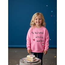 Kız Çocuk Yazılı Neon Renk İnce Sweatshirt-16593 Pembe