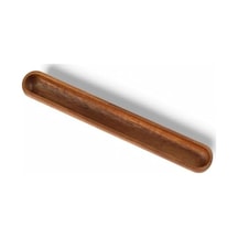 Akasya Ağacından Ahşap Zeytin Tabağı, Zeytinlik,ahşap Zeytin Tepsisi El Yapımı Akasya Ahşap Uzun Kano Tekne Tarzı Çanak - Yemek Servis Tabağı Masa Orta Parça 35cm 5cm Açık Gri