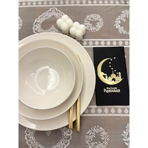 Gold Yaldızlı Siyah Hoşgeldin Ramazan Yeni Ay Desenli Garson Peçete 16 Lı