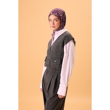 Silk Home İnce Pamuk Soft Eşarp Antrasit Violet Bej Krem Desenli Kaymaz Dokulu Tok Duruşlu 90x90 Çok Renkli