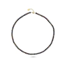 5,5 Mm Siyah Doğal İnci Kolye Sarı