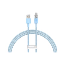 Explorer Serisi Hızlı Şarj Kablosu Akıllı Sıcaklık Kontrolü Usb To Type-c 100w, 1m, Mavi