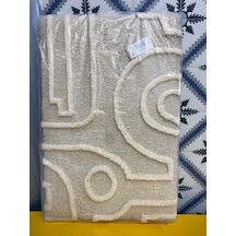 Pure Dairesel Kabartma Desenli Krem Tablo Halı 60x90