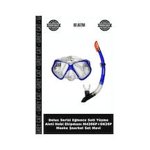 Delux Serisi Eğlence Seti Yüzme Aleti Hobi Ekipmanı M4206p+sn26p Maske Şnorkel Set Mavi