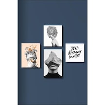 4 Parça Dekoratif Mdf Tablo Seti Çerçeve Görünümlü Dekolıadko101