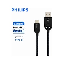 Philips Usb-a To Usb-c Kablo 1.2 Metre Dayanıklı Örgülü Hızlı Şarj Senkronizasyonlu Type-c Kablo