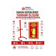 Yangın Tüpü Standı Sehpası + Fosforlu Yangın Söndürme Cihazı Levhası Seti 6 Kg Uyumlu İş