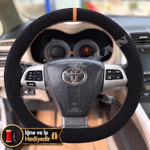Toyota Corolla Fielder Dikme Direksiyon Kılıfı Full Alcantara Süet Taba Yüzük Ve Taba Dikiş 2004-2006 Siyah