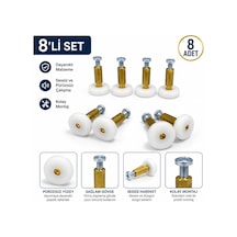 Ayrıntıshop Banyo Duşakabin Ve Cam Kabin Tekerleri, Çap 18mm, Boy 24mm, 8 Adet Açık Siyah