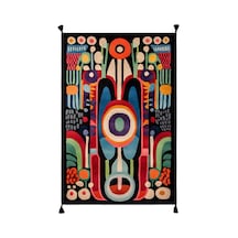 Artevo 10 Siyah Renkli Tasarım Soyut Desenli Halı İnce Halı Kilim Halı Oturma Odası Salon Halısı Renkli L