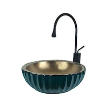 40 Cm Yeşil Bronz Tezgah Üstü Lavabo Renkli