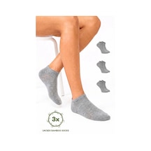 Saysez Sezline Bambu Patik Düz Basic Unisex Çorap Ekonomik 3'lü Paket Gri