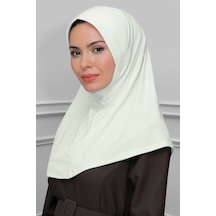 Hürrem Bone Krem Pratik Hazır Geçmeli Tesettür Eşarp Sandy Kumaş Sade 1600_40 Krem