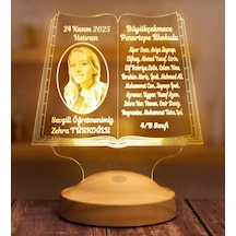 Öğretmene Özel Fotoğraflı 3D LED Lamba - Kitap Şeklinde Kişiye Özel, Mezuniyet Hatırası ve Öğretmenler Günü Hediyesi