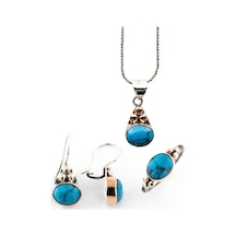 Turkuaz Taşlı Gümüş Otantik Set Gümüş