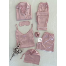 Mh Moony Homewears 7 Parça Soft Pudra Saten Çeyiz Set Pudra Pembe