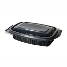 Şeylişeyler - Bölmesiz Kapaklı Siyah Yemek Kabı Sıcağa Dayanıklı 750 Cc 50 Adet