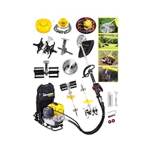 Dragro Alman DRG-SRT20 20 HP S Sırt Tipi Benzinli Motorlu Ot Çalı Tırpanı Çim Biçme Makinesi 2 Çapalı Bahçe Seti