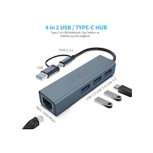 Inca Iutp-03tx Ethernet Usb 3.0+type-c 3.1 Grişli 000 Mbps 3x3.1usb Eternet-çoklayıcı