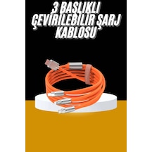 Hubrendy Tekno 120w 3 İn 1 Uyumlu Silikon Şarj Kablosu Hızlı Şarj Kablosu
