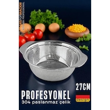 304 Paslanmaz Çelik Alman Tip Kevgir Profesyonel Süzgeç 27 Cm Açık Gri