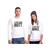 Tshirthane I Like Sevgili Kombinleri Unisex Sweatshirt Kırık Beyaz