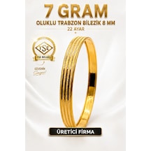 22 Ayar Tse Belgeli 7 Gram Oluklu Trabzon Bilezik 8 Mm Gold Altın Bilezik Düğün Nişan