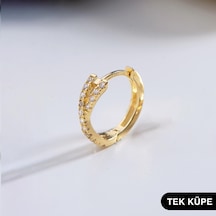 Goldkupe 14 Ayar Taşlı Tek Halka Altın Küpe 0,78 Gr-6317