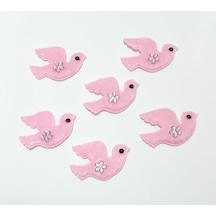 Güvercin Pembe Süsleme Kumaş Sticker 25 Adet Pembe