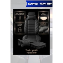 Renault Clio 1 1990 Uyumlu Lüks Premium Siyah Renk 2 Adet Minder Ve Yastık