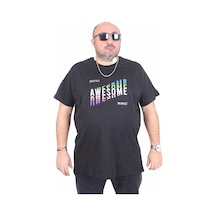 Moc Grande Mocgrande Erkek Büyük Beden Sıfır Yaka Tişört Awesome 25164 Sıyah Siyah