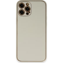 Apple Uyumlu iPhone 12 Pro Max Kılıf Coco Deri Silikon Kapak Beyaz/
