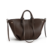 Nura Collection Kadın Polen Dikiş Detaylı Tote El Ve Omuz Çantası Kahverengi - 939575972 Kahverengi