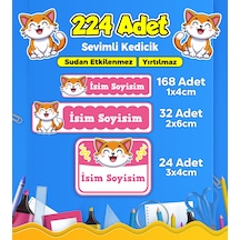 Sevimli Kedi Temalı Okul Kreş Kişiye Özel İsim Etiket Seti - Model 340 Çok Renkli