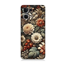 Oppo Reno 7 Uyumlu Vintage Tonlarda Çiçek Bahçesi Desenli Silikon Kılıf Çok Renkli