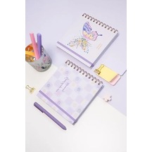 Spiralli Süresiz Planlayıcı Ajanda Ve Defter - 2'li Set, 15x15 Cm Açık Gri